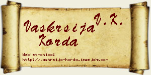 Vaskrsija Korda vizit kartica